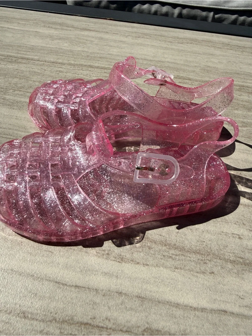 Pink Glitter Jelly Sandals for Girls